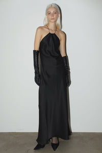 Satin Halterneck Midi Dress, Black Dresses MODU Atelier 