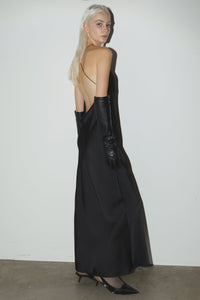Satin Halterneck Midi Dress, Black Dresses MODU Atelier 