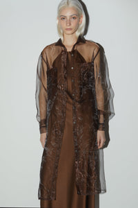Sheer Metallic Dress, Brown Dresses MODU Atelier 
