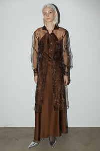 Sheer Metallic Dress, Brown Dresses MODU Atelier 