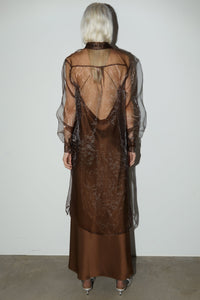 Sheer Metallic Dress, Brown Dresses MODU Atelier 