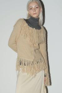 Tassel Knit Sweater, Beige Sweater MODU Atelier 
