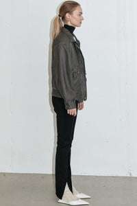 Vintage Inspired Vegan Leather Jacket, Gray Outerwear MODU Atelier 