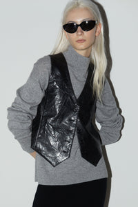 Washed Vegan Leather Vest Woven Vest MODU Atelier 