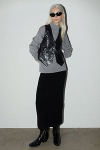 Washed Vegan Leather Vest Woven Vest MODU Atelier 