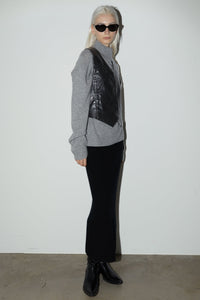 Washed Vegan Leather Vest Woven Vest MODU Atelier 