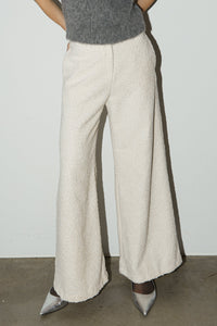 Wide Leg Boucle Pant, Cream Pants MODU Atelier 
