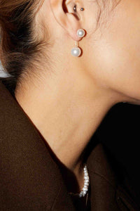 925 Back Drop Pearl Earring Gold Plated Sterling Silver Earrings MODU Atelier 