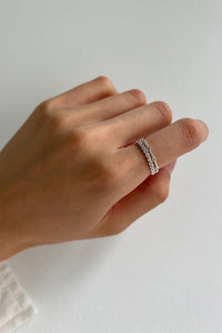 925 Flat Beaded Stone Ring, Silver Sterling Silver Ring MODU Atelier 