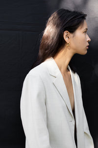 925 Mid Organic Flat Hoops Gold Plated Sterling Silver Earrings MODU Atelier 