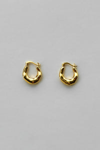 925 Mid Organic Flat Hoops Gold Plated Sterling Silver Earrings MODU Atelier 