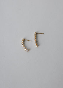 925 Round Cubic Drop Chain Earring Gold Plated Sterling Silver Earrings MODU Atelier 
