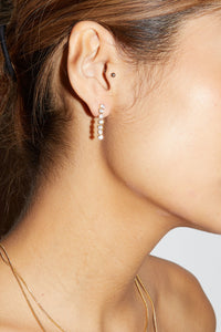 925 Round Cubic Drop Chain Earring Gold Plated Sterling Silver Earrings MODU Atelier 