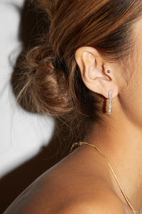 925 Round Cubic Drop Chain Earring Gold Plated Sterling Silver Earrings MODU Atelier 