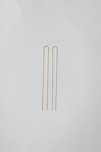 925 Simple Long Drop Textured Chain Earring Gold Plated Sterling Silver Earrings MODU Atelier 