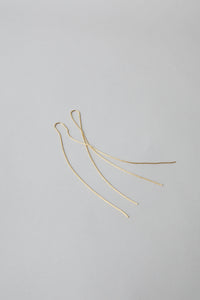 925 Simple Long Drop Textured Chain Earring Gold Plated Sterling Silver Earrings MODU Atelier 