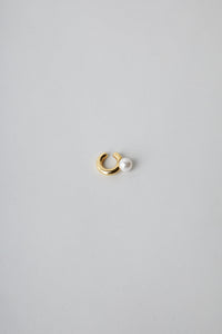 925 Single Pearl Thick Ear Cuff Gold Plated Sterling Silver Earrings MODU Atelier 