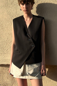 Asymmetrical Button Vest, Black Shirts & Tops MODU Atelier 