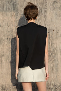 Asymmetrical Button Vest, Black Shirts & Tops MODU Atelier 