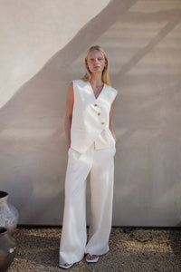 Asymmetrical Button Vest, Cream Shirts & Tops MODU Atelier 