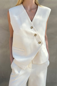 Asymmetrical Button Vest, Cream Shirts & Tops MODU Atelier 