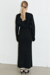 Asymmetrical Sleeveless Knit Dress Bolero Set, Black Dresses LVIR 