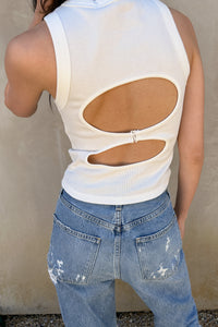 Back Cut-Out T-Shirt, Ivory Shirts & Tops LVIR 