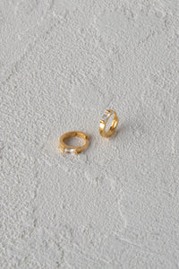 Baguette Cubic Huggie Hoop Earrings Gold Plated Sterling Silver Earrings MODU Atelier 