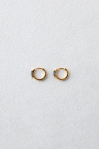 Baguette Cubic Huggie Hoop Earrings Gold Plated Sterling Silver Earrings MODU Atelier 