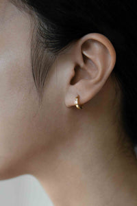 Baguette Cubic Huggie Hoop Earrings Gold Plated Sterling Silver Earrings MODU Atelier 