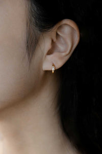 Baguette Cubic Huggie Hoop Earrings Gold Plated Sterling Silver Earrings MODU Atelier 