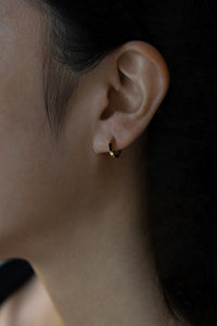 Baguette Cubic Huggie Hoop Earrings Gold Plated Sterling Silver Earrings MODU Atelier 