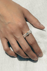 Beaded Pearl Ring with Single Cubic Gold Plated Sterling Silver Ring MODU Atelier 