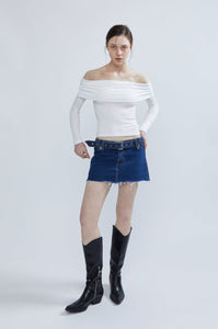 Belted Denim Micro Skort Mini Skirt MODU Atelier 