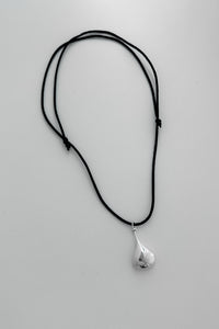 Black Cord Tear Drop Necklace Sterling Silver Necklace MODU Atelier 