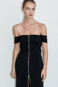 Blanche Off-The-Shoulder Zipper Dress RECTO 