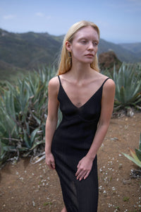 Bustier Maxi Knit Dress, Black Dresses LVIR 