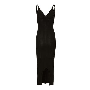 Bustier Maxi Knit Dress, Black Dresses LVIR 