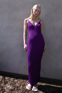 Bustier Maxi Knit Dress, Purple Dresses LVIR 