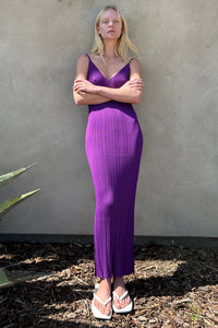 Bustier Maxi Knit Dress, Purple Dresses LVIR 