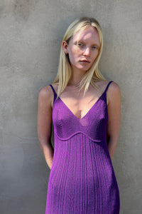 Bustier Maxi Knit Dress, Purple Dresses LVIR 
