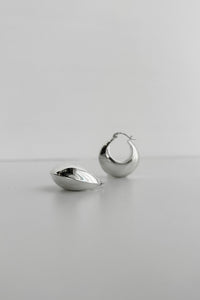 Chunky Angled Dome Hoop Earring Sterling Silver Earrings MODU Atelier 