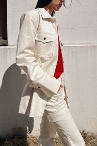 COTTON BACK BELTED SHIRT JACKET, CREAM Outerwear LVIR 