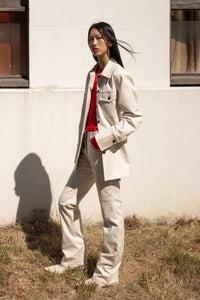 COTTON BACK BELTED SHIRT JACKET, CREAM Outerwear LVIR 