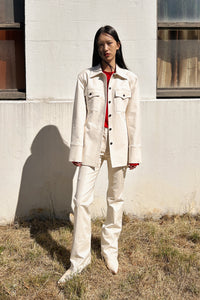 COTTON BACK BELTED SHIRT JACKET, CREAM Outerwear LVIR 