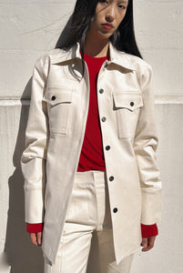 COTTON BACK BELTED SHIRT JACKET, CREAM Outerwear LVIR 