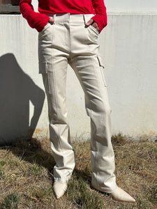 Cotton Cargo Straight-Fit Pants, Cream Pants LVIR 