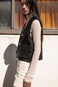 Cracked Leather Vest, Black Vest MODU Atelier 