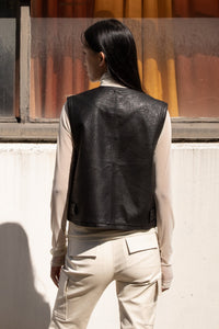 Cracked Leather Vest, Black Vest MODU Atelier 