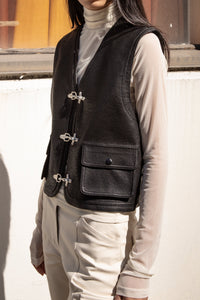 Cracked Leather Vest, Black Vest MODU Atelier 
